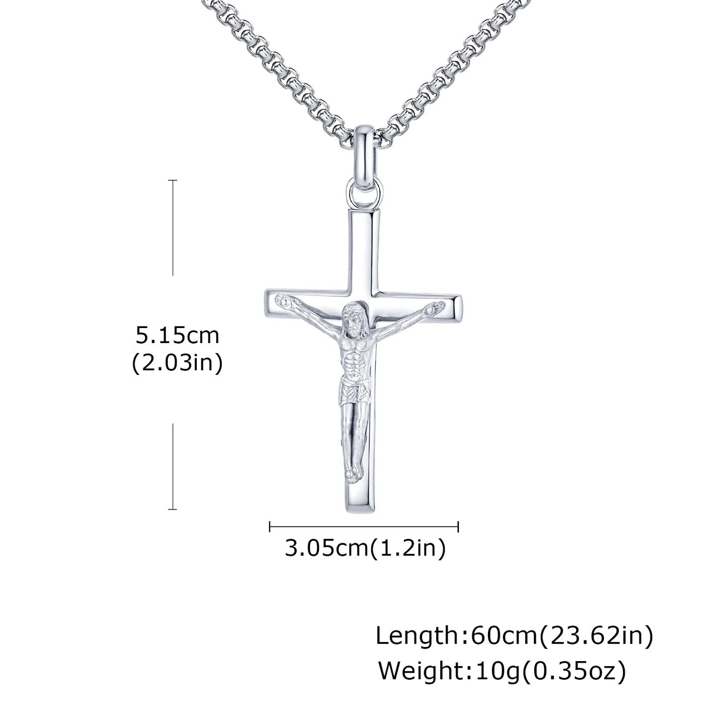 Stainless Steel Jesus Cross Pendant Necklace Fashion Gold Silver Color Christian Necklace Religion Prayer Faith Jewelry for Men