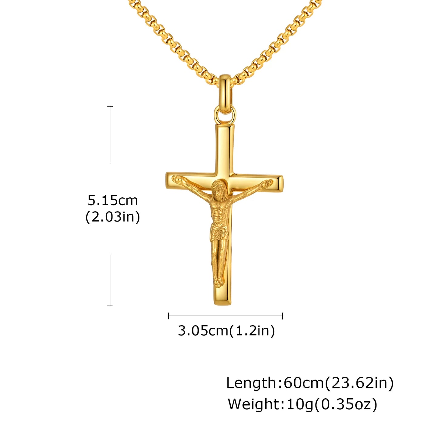 Stainless Steel Jesus Cross Pendant Necklace Fashion Gold Silver Color Christian Necklace Religion Prayer Faith Jewelry for Men