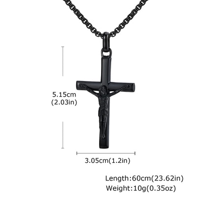 Stainless Steel Jesus Cross Pendant Necklace Fashion Gold Silver Color Christian Necklace Religion Prayer Faith Jewelry for Men