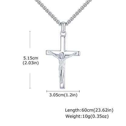 Stainless Steel Jesus Cross Pendant Necklace Fashion Gold Silver Color Christian Necklace Religion Prayer Faith Jewelry for Men